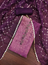 Dark Purple Printed Floral Handwork Embroidered Unstitched Suit